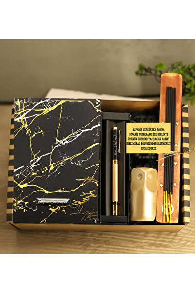 gagga Kişiye Özel Mermer Defter&kişiye Özel Metal Roller Kalem&baykuş&tütsü H...