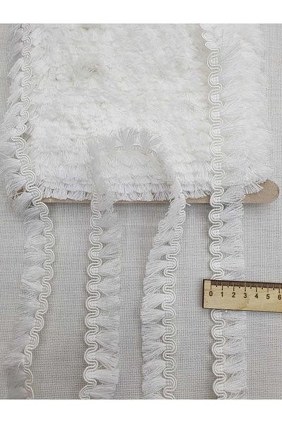 Esteks Dantel ve Tekstil Aksesuarları Cream Colored 5 Meters Stripe Tassel Fringe