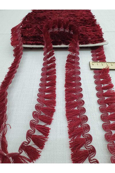 Esteks Dantel ve Tekstil Aksesuarları Cream Colored 5 Meters Stripe Tassel Fringe