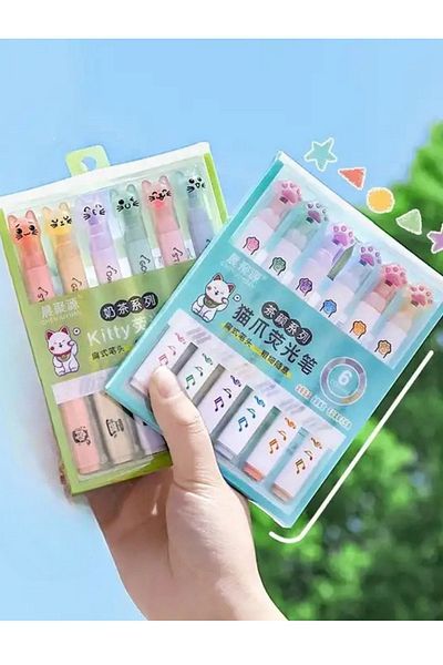 NaSaDAN Paw and Kitty Cat 2 Piece Pastel Color Highlighter Set