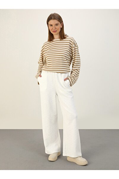 Benin Off-white Comfortable Trousers with Flam Effect - Benin