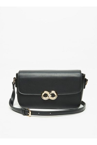 Flora Bella by Shoexpress Solid Crossbody Bag with Adjustable Strap and Metal Accent