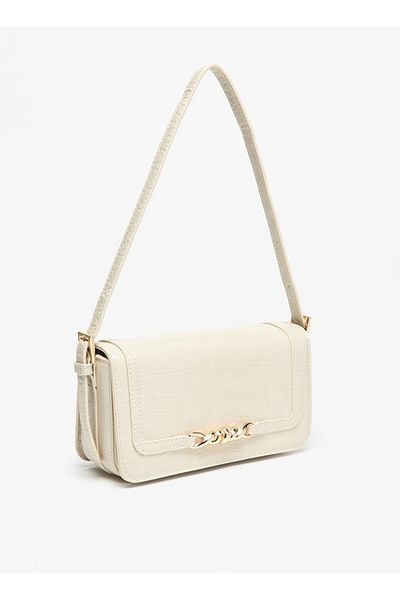 Flora Bella by Shoexpress Textured Shoulder Bag with Button Closure