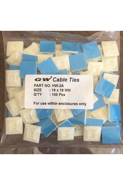 Genel Markalar Yapışkan Kroşe 19x19 (100adet) Yapışkanlı Kablo Bağı Tutucu