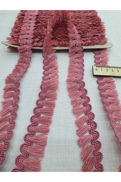 Esteks Dantel ve Tekstil Aksesuarları Cream Colored 5 Meters Stripe Tassel Fringe