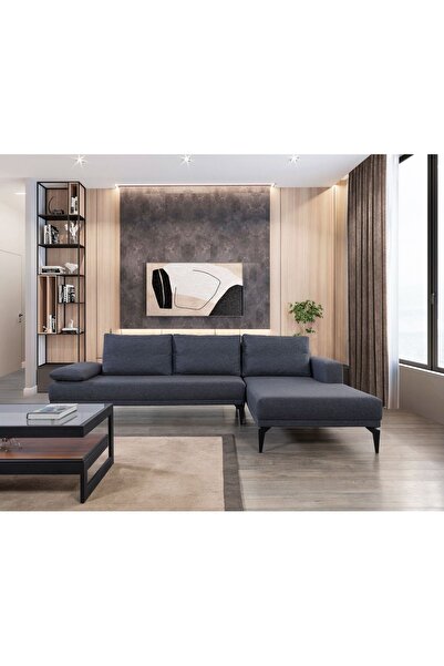 Envy Mobilya MARSİLYA ANTRASİT KETEN KUMAŞLI KÖŞE TAKIMI