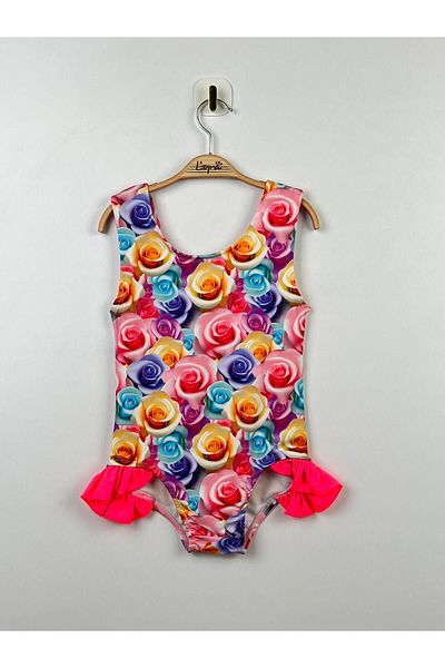 Elayza 3D Printed and Ruffled Swimsuit for Girls