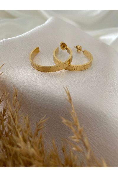 stainles steel Steel Earrings - Moon Cut Hoop