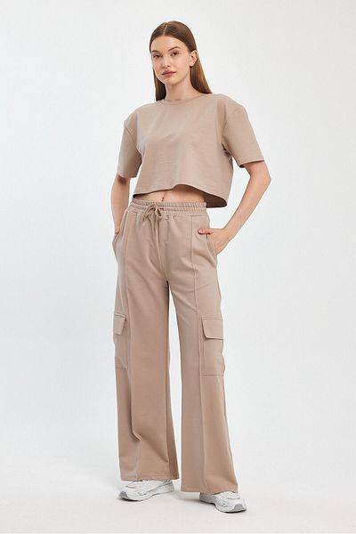 Penyelux Women's Vision Palazzo Trousers - Cargo Pocket, Elastic Waist and Loose Leg 2 Drawstring Fabric