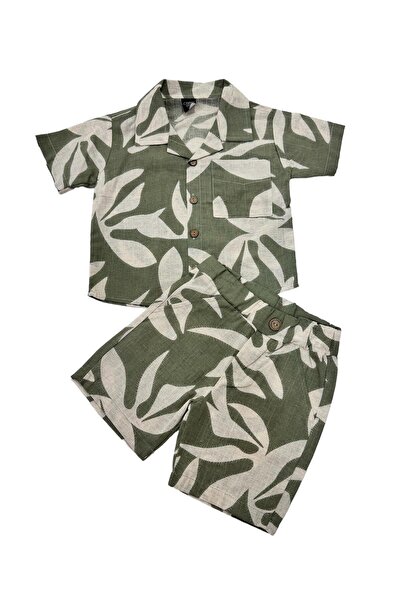 Esterella Boy's Linen Shirt and Short Sleeve Shorts Set - 2 Piece Set
