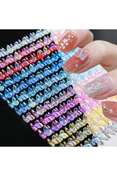 Beauty Box 25 Adet Mini Kelebek Nail Charms Profesyonel Mini Tırnak Süsleri N...