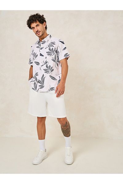 Styli Summer Tropical Leaf Print Shirt & Shorts Co-Ords