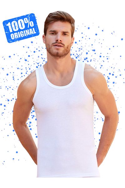 Berrak Men's White ComfortCotton Strappy Tank Top - Comfortable and Comfortable Cotton
