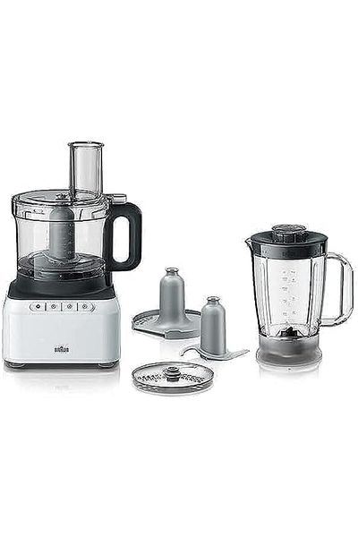 Braun PurEase Food Processor 800W with 2.1L food prep bowl & 1.2L blender, Dual safety - FP3131WH