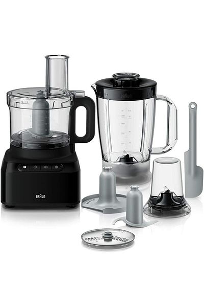 Braun Food Processor 800W, 2.1L food prep bowl & 1.2L blender, Multi mill, Dual safety - FP3132BK