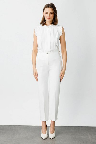 Ekol Buttoned and Stitched Ornamental Trousers