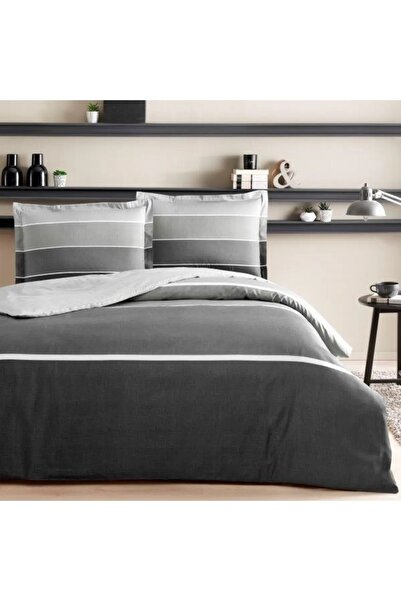 Taç Double Satin Duvet Cover Set Hazel Anthracite