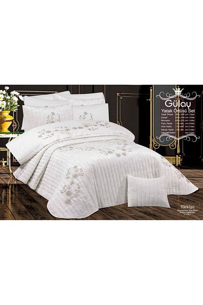 baladı home ev tekstil home collection Double Lace Bedspread - 10 Pieces, King Size Dowry Box
