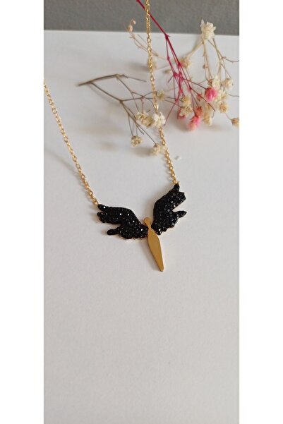 Feride Steel Necklace Women Angel Michael Detail 316L Unbreakable Colorless D...
