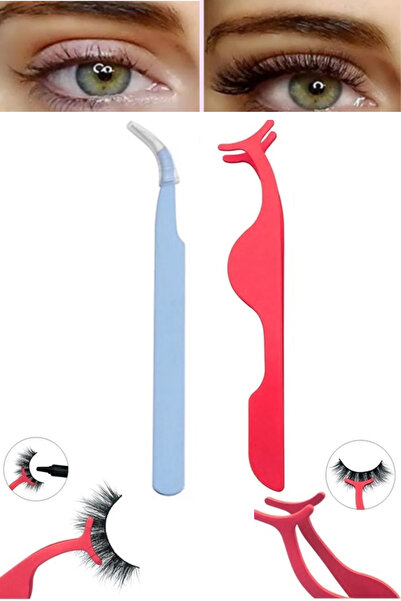 Uniquem Takma Kirpik İpek Kirpik Uygulama Seti Kirpik Cımbızı Kırmızı Renk XS608