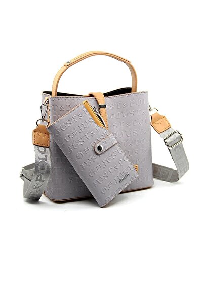 Just Polo S4 حقيبة كتف نسائية متوسطة الحجم منقوشة بـ 4 أقسام بتفاصيل قفل 4002...