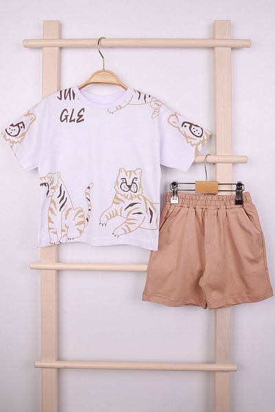 Beniizle Men's Summer Suit - Tiger Print, Top and Bottom Shorts