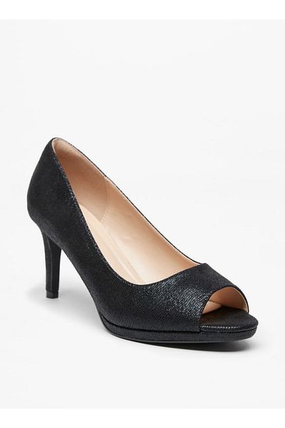 Celeste Women's Textured Pumps with Peep Toe and Stiletto Heels
