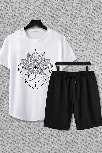aynewmoda Floral Printed Oversize T-shirt and Shorts Set