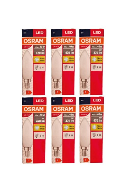 Osram Led Value 4,9w 2700k Sarı Işık 470lm E14 Mum 6 Lı Paket