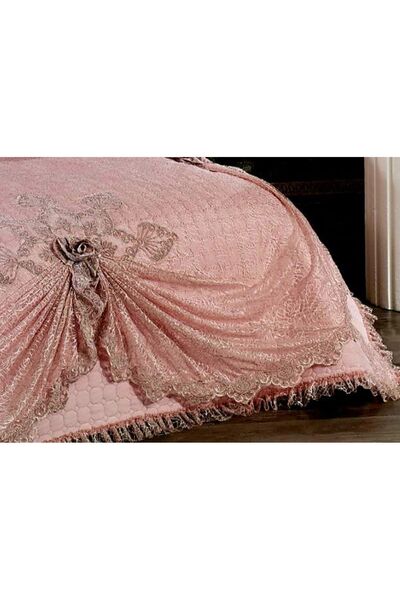 BALADI HOME Çeyizlik Yatak Örtüsü ( Set 4 Parçası ) Fransız Dantelli Ve Kapitoneli Yüksek Kalite Set Çantada