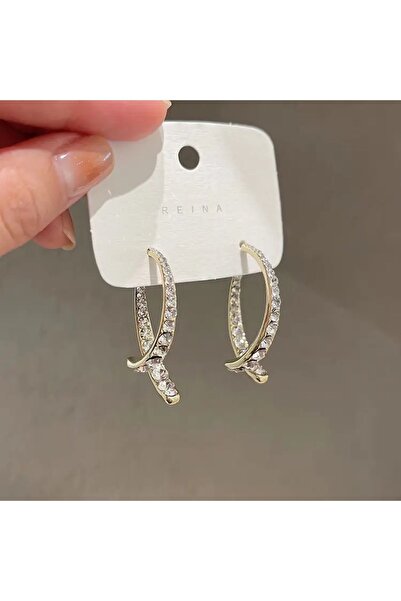 Store İthal zirkonyum çapraz sallantılı küpe