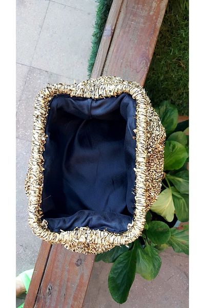 hati . Bags Gold Yellow Glitter Scholarship Portfolio Clutch Bag