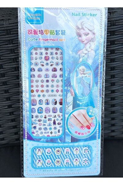 ELSA Prenses 150'li Çocuk Takma Tırnak Sticker Çocuklar Için Takma Tırnak Ve Törpü Seti 1 Adet