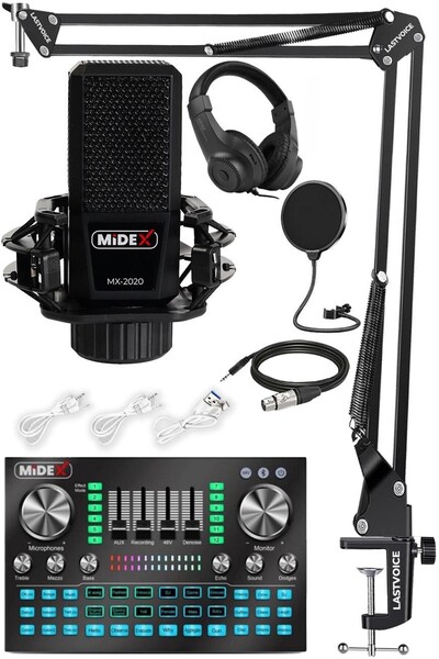 Midex Mx-2020 Diamond Set Efektli Ses Kartı Mikrofon Kulaklık Stand Kayıt Can...