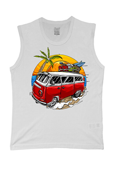 Raf Coll Tricou tricotat fără mâneci pentru bărbați Woswos Design imprimat di...