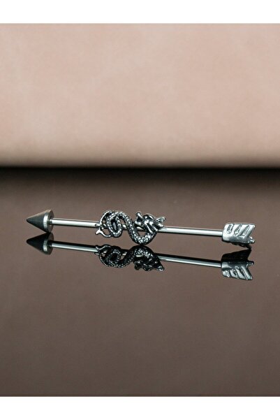 MORNEVA Ok Ortası Ejderha Dragon Çelik Köprü İndustrial Piercingi