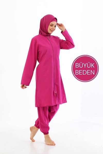 MEBA Αλεξίπτωτο 4 τεμαχίων με φερμουάρ Dusty Rose Full Covered Hijab μαγιό