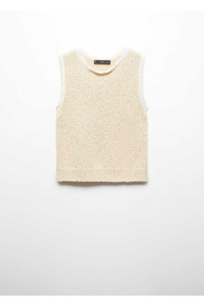 MANGO Woman Μπλούζα με πέρλες αντίθεσης