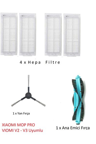 LİN GRUP Xiaomi Mop Pro - Viomi V2 V3 Hepa Filter Compatible with Absorbent Main and Side Brush
