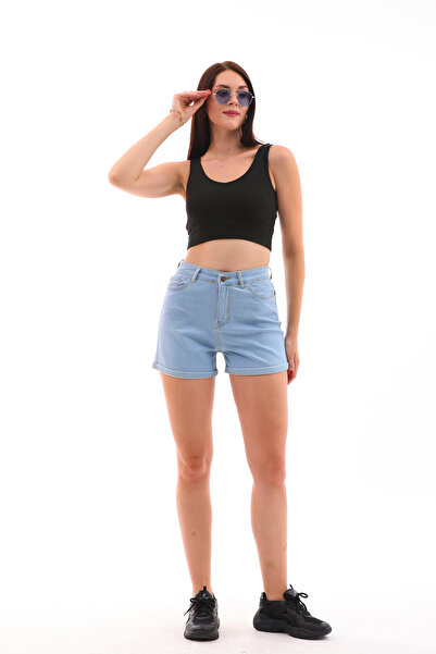 Modayıldızlar Pantaloni scurți din denim pentru femei Ice Blue - Dublu picior