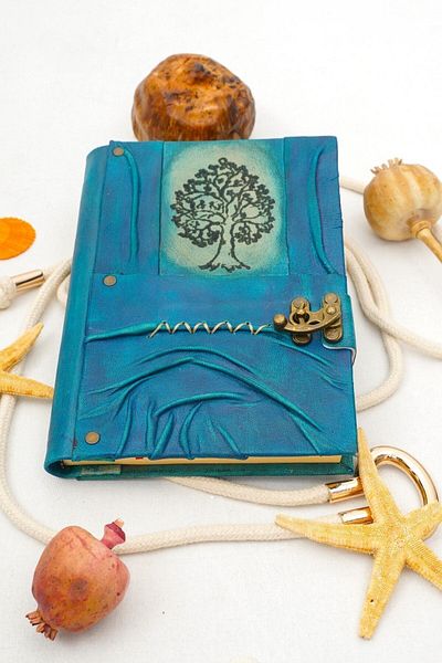 GUETTA Handmade Genuine Leather Daily Scrapbook Shamua Paper Tree of Life