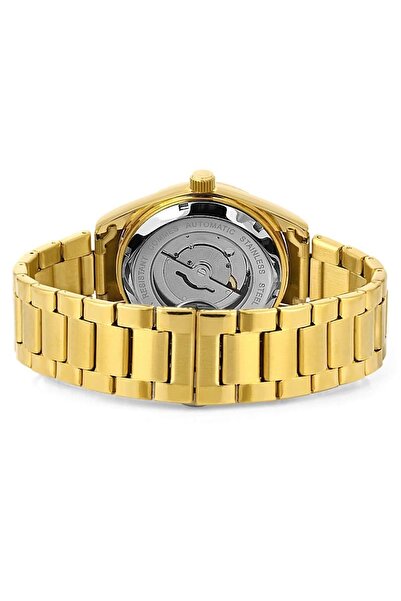 COMMES Otomatik Şarj Mekanizmalı Çelik Kordon Altın Yeşil Takvimli Erkek Klasik Kol Saati 8147c-ggy