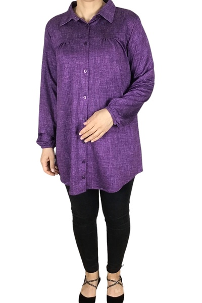 ECE GİYİM Seasonary Sleeves Button Shirt with Elastic Size