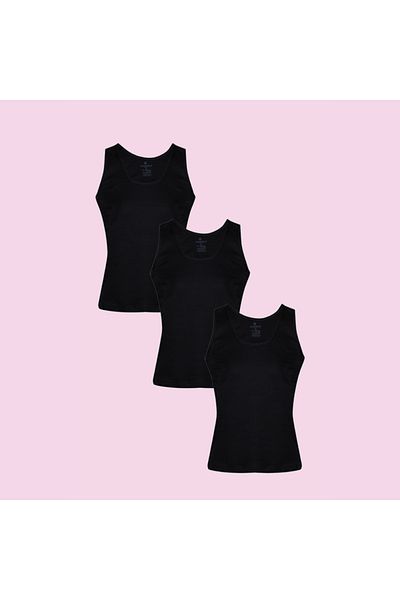 Ceylanoğlu Ribbed Satin Women's Athlete - Wide Strap, 3 PCS