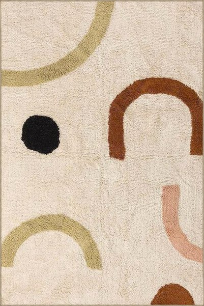 Rugs Modern Halı Cream Colored Geometric Themed Patterned Woven Base Carpet a...