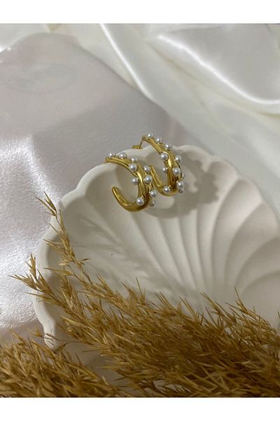 stainles steel Steel Earrings - Pearl Design