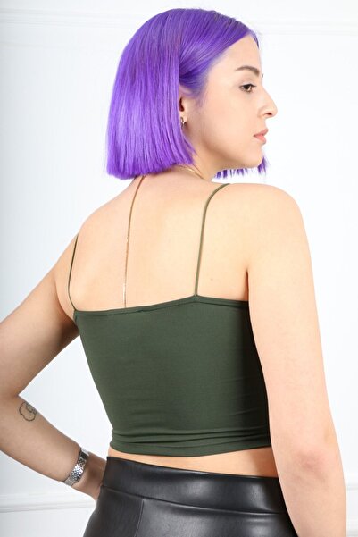 CİDDE Зелений кроп-бюстгальтер на шнурках - Жіночий/S