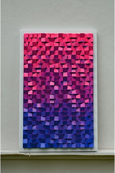 zenedesignstudio Ahşap Akustik Panel 90*60cm Ahşap Duvar Panosu Wood Wall Art Pixel Art Sound Diffuser Hifi Akustik