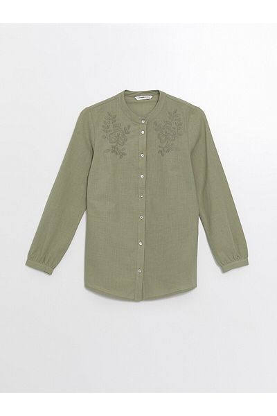 LC Waikiki LCW - Judge Collar Embroidered Women's Long Sleeve Shirt