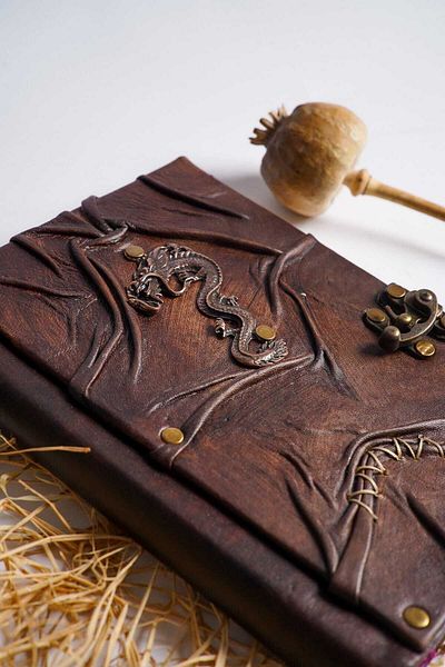 GUETTA Handmade Genuine Leather Daily Diary Notebook Shamua Paper Dragon Notebook